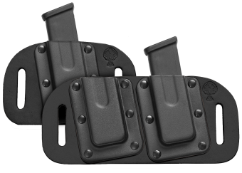 OWB Concealed Carry Magazine Carrier with Magazine - Black Cowhide
